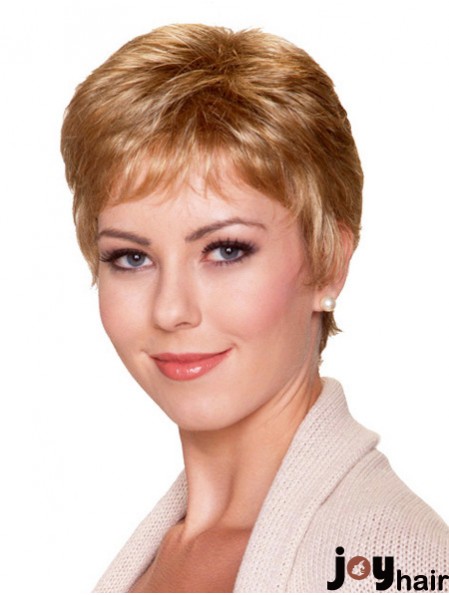 6 inch Good Straight With Bangs Blonde Short Wigs