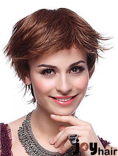 Layered Straight Auburn Capless Trendy Short Wigs