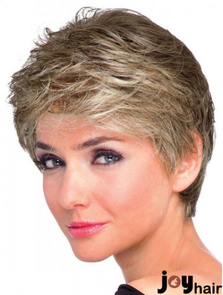 Boycuts Wavy Brown Capless Natural Short Wigs