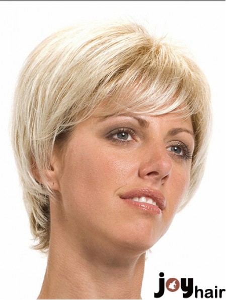 7 inch Stylish Straight With Bangs Blonde Short Wigs