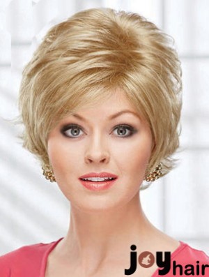 8 inch Beautiful Wavy Layered Blonde Short Wigs