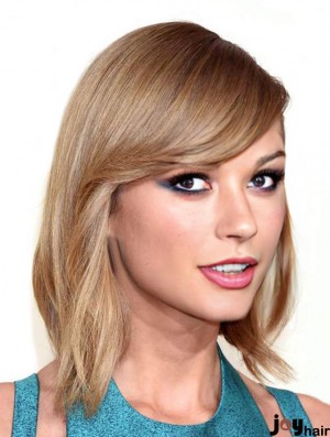 Capless With Bangs Straight Shoulder Length Blonde Affordable  Wigs