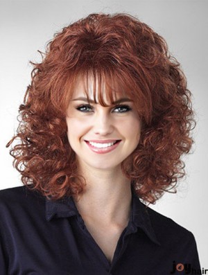 Curly Auburn Durable Shoulder Length Classic Wigs