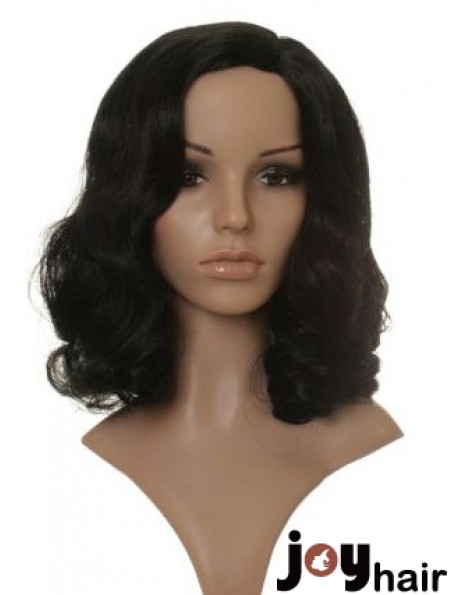 Style Black Shoulder Length Wavy 14 inch Without Bangs Celebrity Wigs