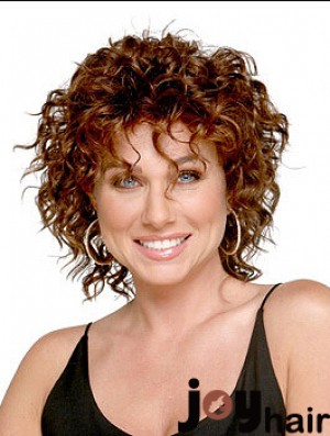 Shoulder Length Layered 13 inch Curly Auburn Medium Wigs