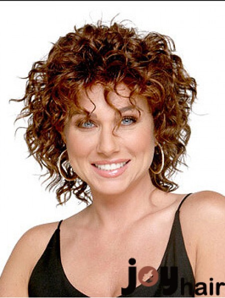 Shoulder Length Layered 13 inch Curly Auburn Medium Wigs