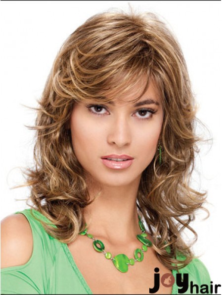 Popular Curly Blonde Shoulder Length Classic Medium Wigs