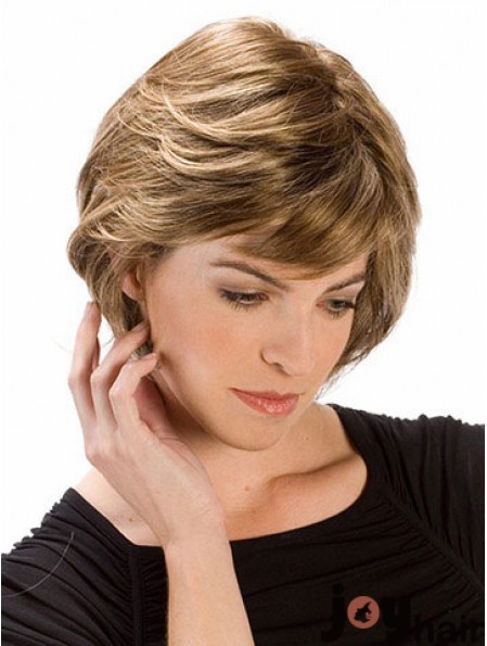 Good Wavy Auburn Chin Length With Bangs Medium Wigs