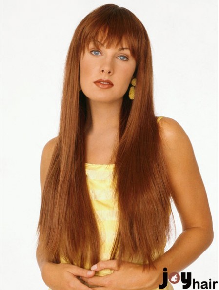 Good Auburn Straight With Bangs Capless Long Wigs