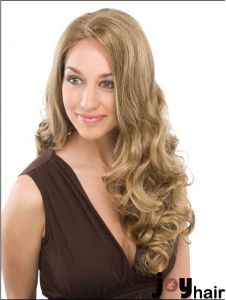 Suitable Blonde Curly Without Bangs Capless Long Wigs