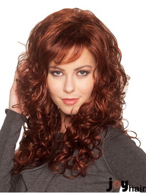 Exquisite Auburn Curly With Bangs Capless Long Wigs