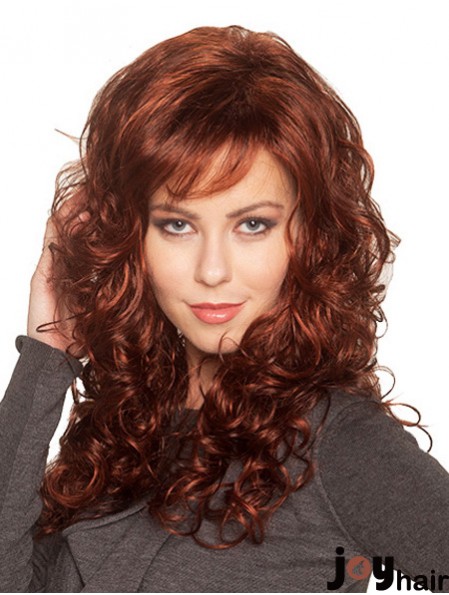 Exquisite Auburn Curly With Bangs Capless Long Wigs