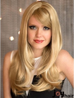 Sassy Blonde Wavy With Bangs Capless Long Wigs