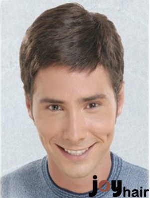 Brown Short Straight Synthetic Lace Front Best Mens Wigs