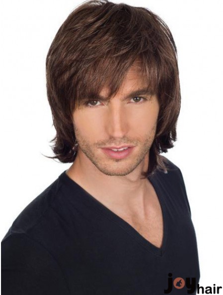 8 inch Full Lace Short Straight With Bangs Mens Wig Makers