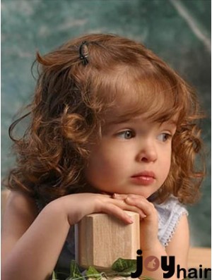 Wigs For Kids With Remy Lace Front Shoulder Length Curly Style