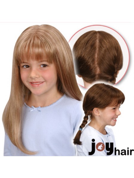 Monofilament Synthetic Long Blonde Straight Wigs For Kids UK