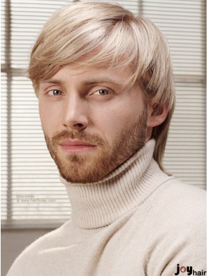 Full Lace Blonde 6 inch Short With Bangs Costume Wigs For Men