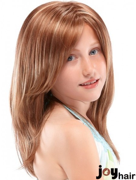 Kids Wigs 100% Hand Tied Straight Style Auburn Color Long Length