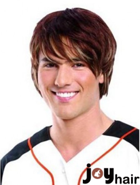 Lace Front Auburn Remy Human Short Straight Mans Wigs