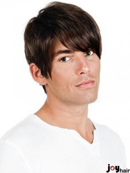 Full Lace Brown Remy Human Straight Professional Mens Wigs