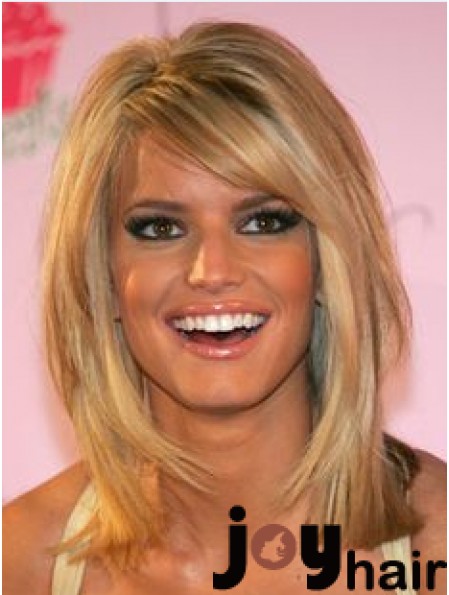 12 inch Stylish Blonde Shoulder Length Straight Bobs Jessica Simpson Wigs