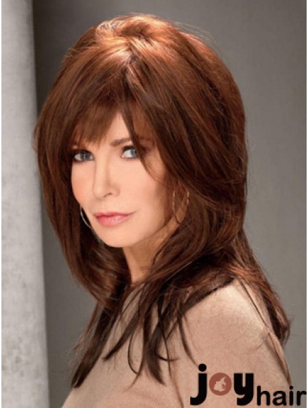 Long Straight With Bangs Full Lace Brown Top 16 inch  Wigs