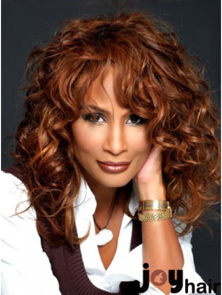 Auburn Long Wavy With Bangs Lace Front 16 inch Beverly Johnson Wigs