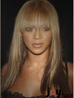 Brown Long Straight With Bangs Lace Front 16 inch  Wigs