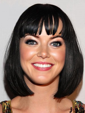 12 inch Gorgeous Black Chin Length Straight Bobs Katy Perry Wigs