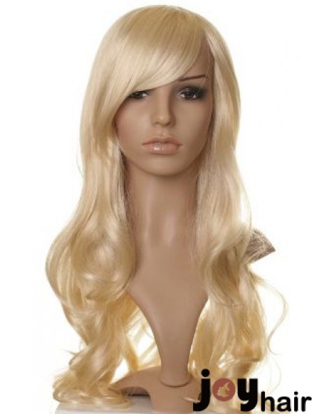 Designed Blonde Long Wavy With Bangs Celebrity Wigs