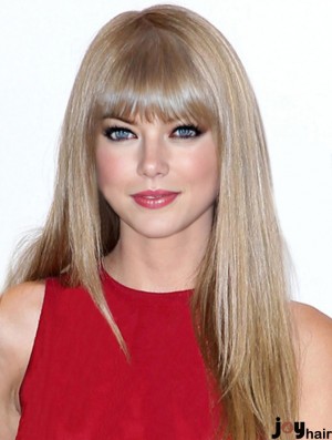 Capless With Bangs Straight Long Blonde Ideal  Wigs