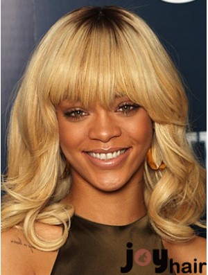 Blonde Wavy With Bangs Lace Front 14 inch Trendy  Wigs