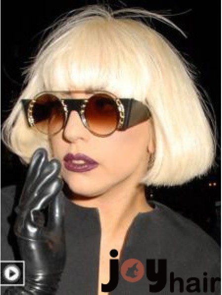 Lady Gaga Wigs UK Bobs Cut Blonde Color Straight Style