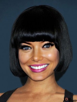 8 inch Black Straight Bobs Chin Length Fashionable Nicki Minaj Wigs