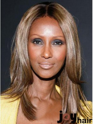 Shoulder Length Straight Lace Front Brown 16 inch Gorgeous Iman Wigs