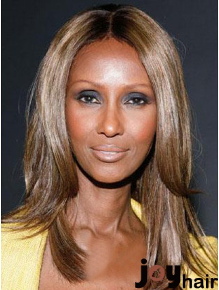 Shoulder Length Straight Lace Front Brown 16 inch Gorgeous Iman Wigs