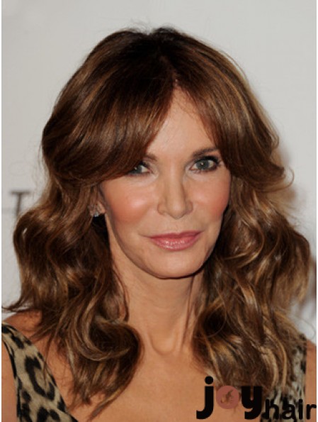 Long Wavy Layered Lace Front Brown Sleek 16 inch  Wigs