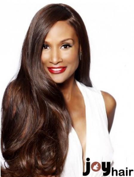 Brown Long Wavy Without Bangs Lace Front 24 inch Beverly Johnson Wigs