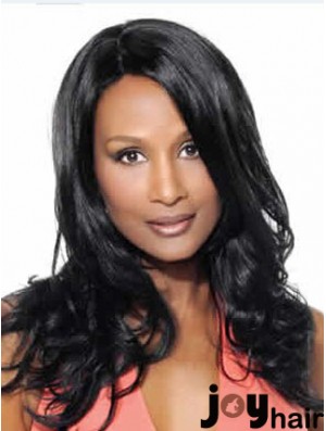 Black Long Wavy Without Bangs Lace Front 18 inch Beverly Johnson Wigs