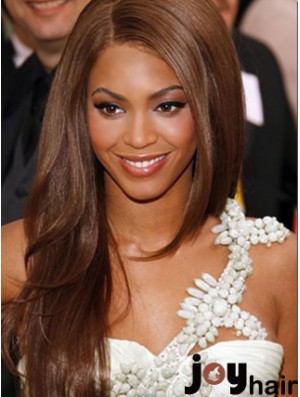 Brown Long Straight Without Bangs Lace Front 22 inch  Wigs