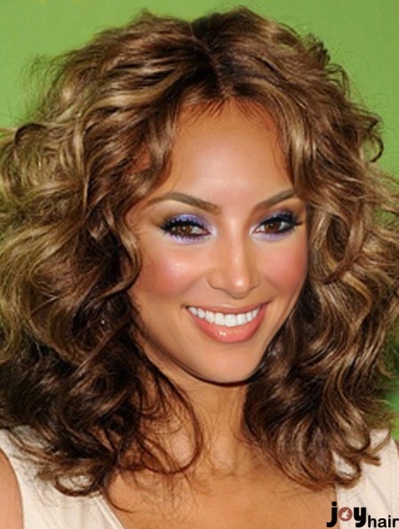 Brown Curly Without Bangs Lace Front 14 inch Soft Tyra Banks Wigs