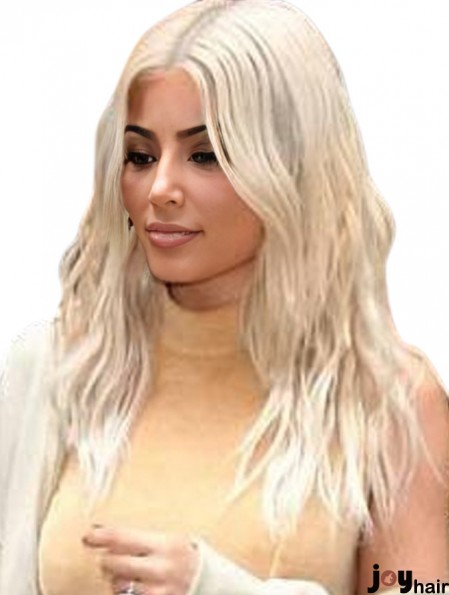 Blonde Long Lace Front 20 inch Wavy Remy Human Hair  Wigs