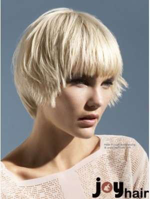 Platinum Blonde Wig Fashion Boycuts Wig Short Monofilament Wig UK