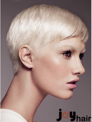 Capless Boycuts Short Straight 8 inch Platinum Blonde Fabulous Fashion Wigs