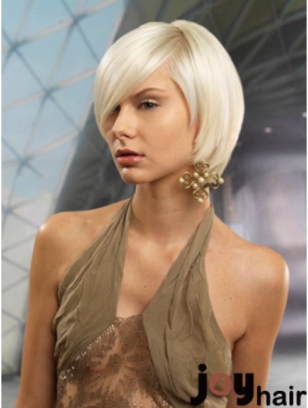 Monofilament Bobs Short Straight 10 inch Platinum Blonde Cheapest Fashion Wigs