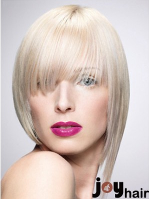 Monofilament Bobs Short Straight 10 inch Platinum Blonde New Fashion Wigs