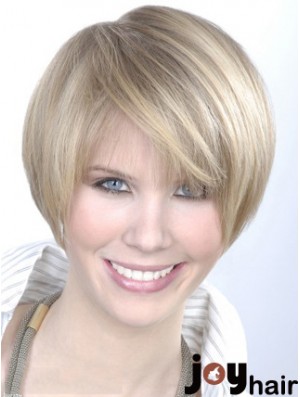 Monofilament Grey Short Straight 8 inch Platinum Blonde Gorgeous Fashion Wigs