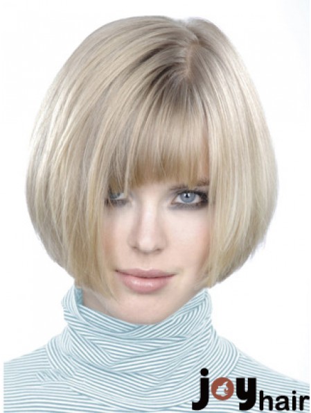 Monofilament Bobs Short Straight 10 inch Platinum Blonde Style Fashion Wigs