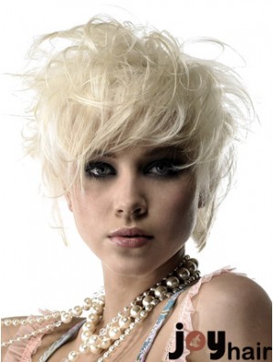 Lace Front Boycuts Short Wavy 8 inch Platinum Blonde Durable Fashion Wigs